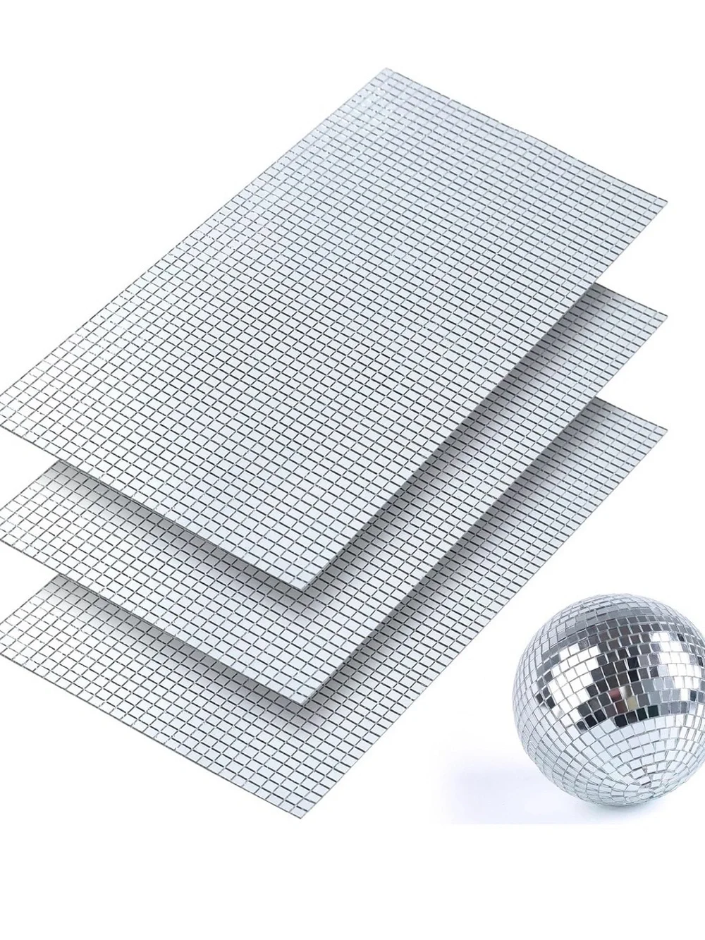 Disco Ball Mirror Peel & Stick Tiles, 5.75 sheets of adhesive 5 mm² tiles.